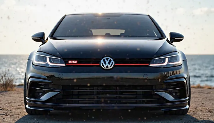  2025 Volkswagen Golf R A stunning and sleek  close full Front of view of 2025 colors black image in Seaside 