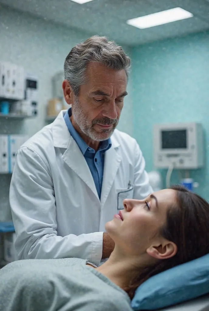 A male medical doctor attending to a lady 