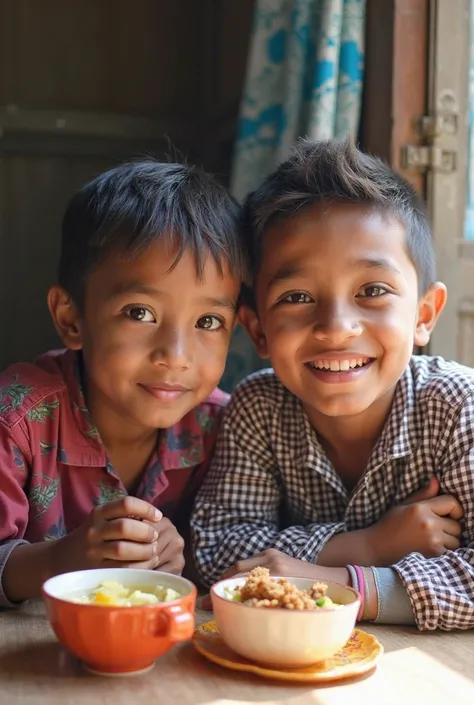 three s richal 7years ,abraham 04 yeras and zachariah 1year. richal and abraham are studing in school after coming from school they are care for their yonyer brother zachariah. thier mother Mishi serve food them.