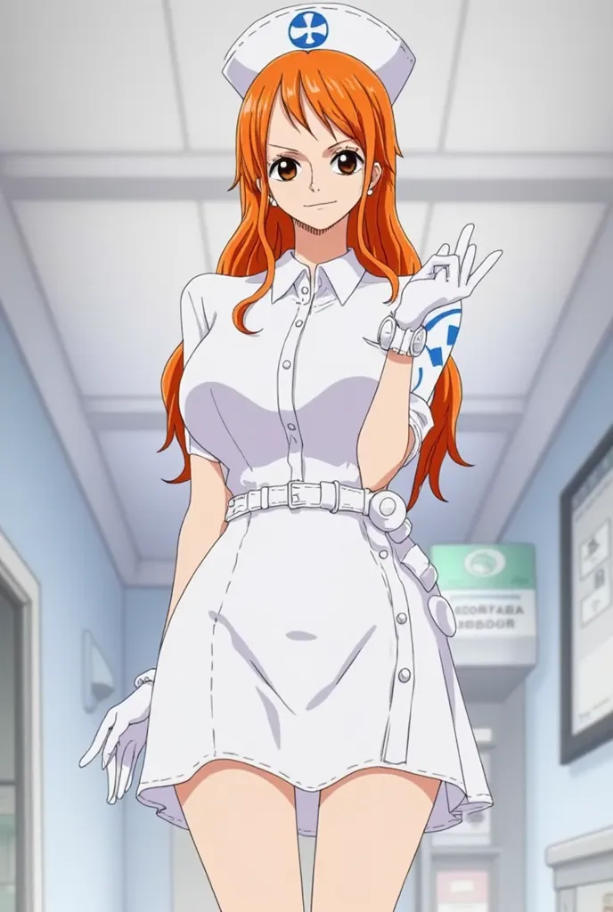 femme, nami(one piece), tenue d'infirmière, gants d'infirmière, jupe