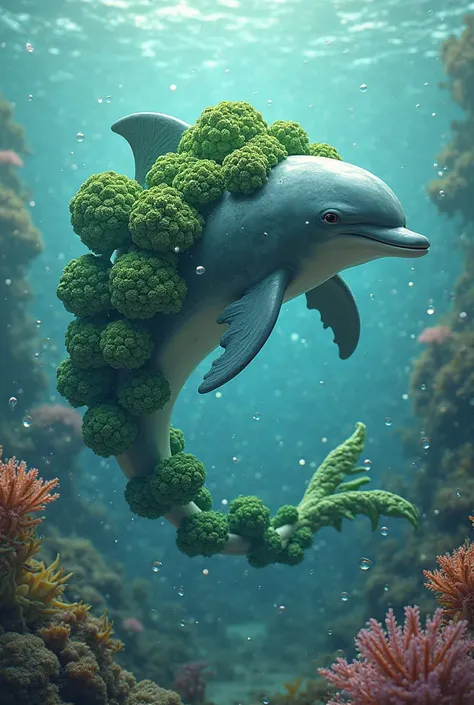 Mix dolphin with broccoli 