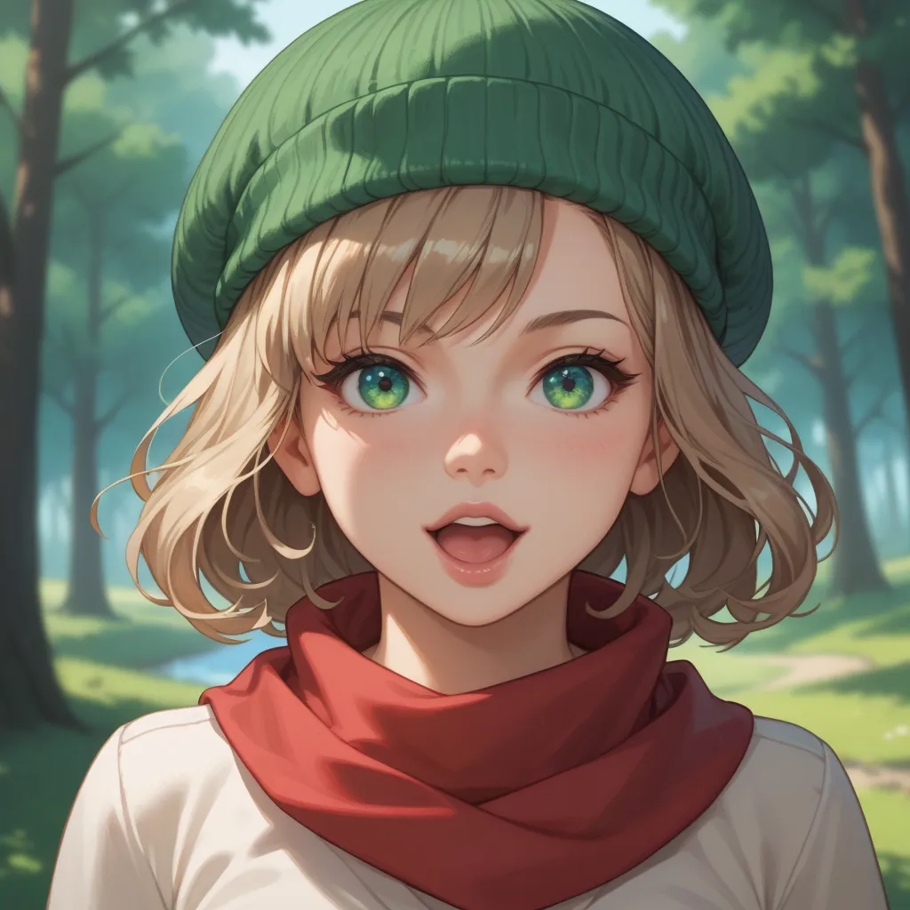 A young, light-skinned female anime character, likely pre- or early  age, is depicted.  She is positioned in the center of the image, facing the viewer.  Her expression is joyful, with a wide open mouth. Her hair is a deep blue, styled in a short, somewhat...