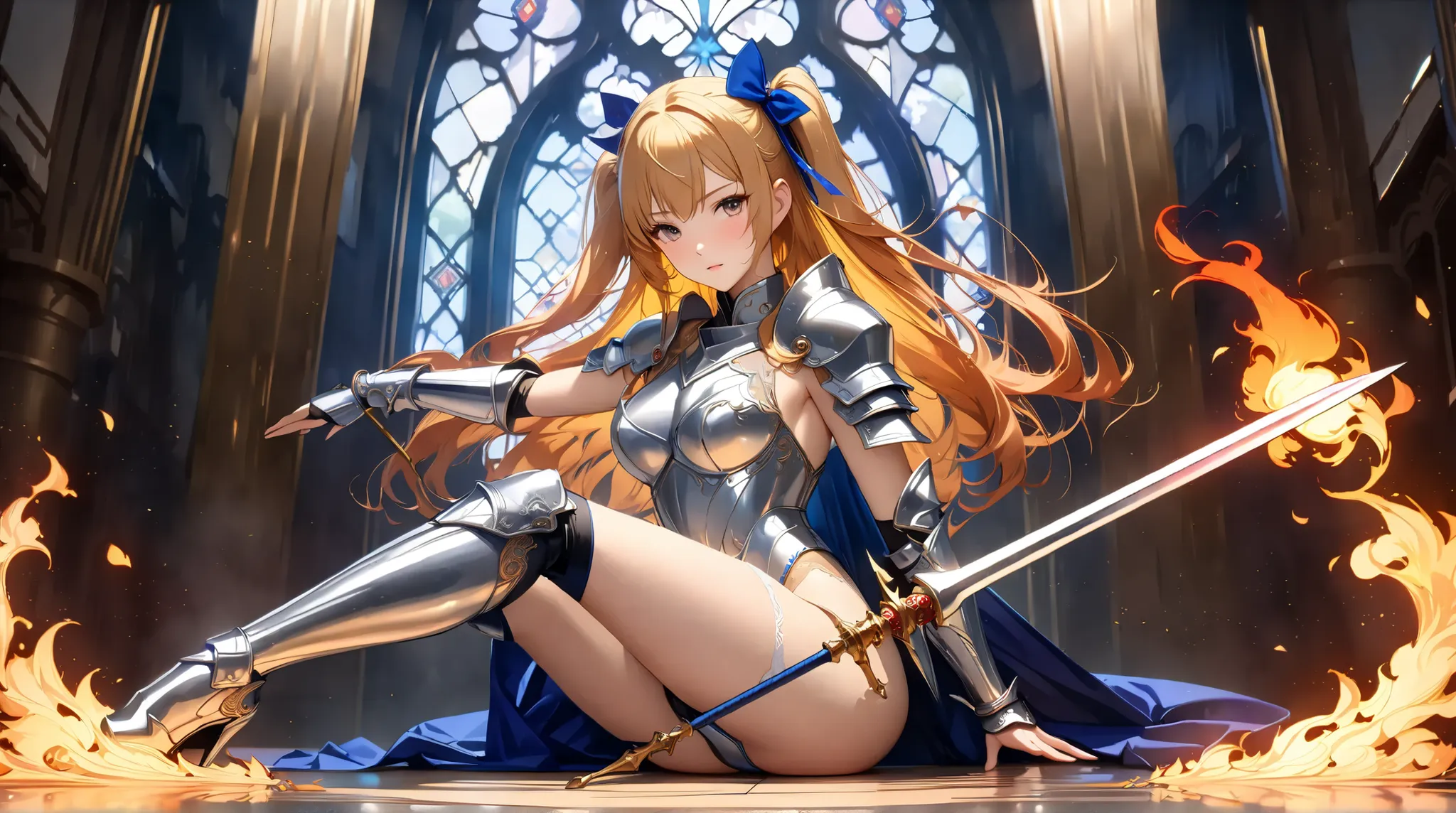 ((Highest quality)),( Ultra High Definition ),(very well detailed),( detailed description),(( best CG )),(masterpiece), Ultra Detailed Art ,Amazing Painted Art,(Art with delicate details:1.5), Female Knight:1.5, latex leotard armor:1.5, Exquisite and intri...