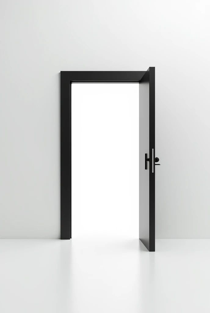 black open door on solid white background
