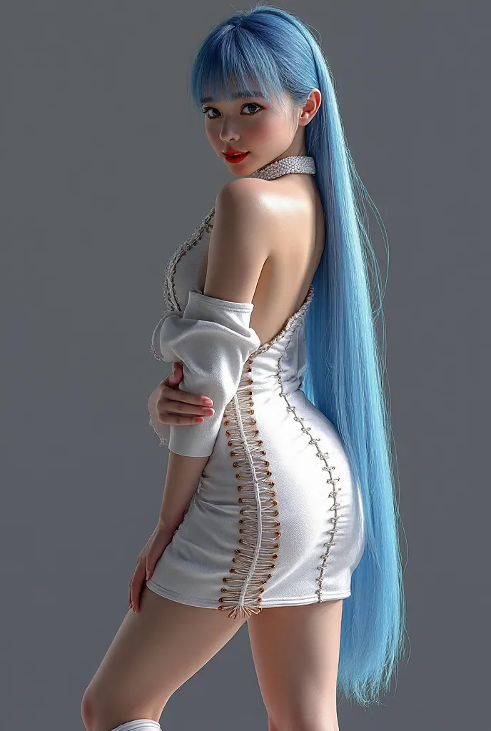 ((RAW photo), absurd, ( absurd resolution)), masterpiece, best quality, (Extremely detailed 8k Unity CG wallpaper), (beste Illustration), (best shade), realistic lighting, beautiful detailed glow, ((21 years old)),  Japanese girl , blue waist-length hair, ...