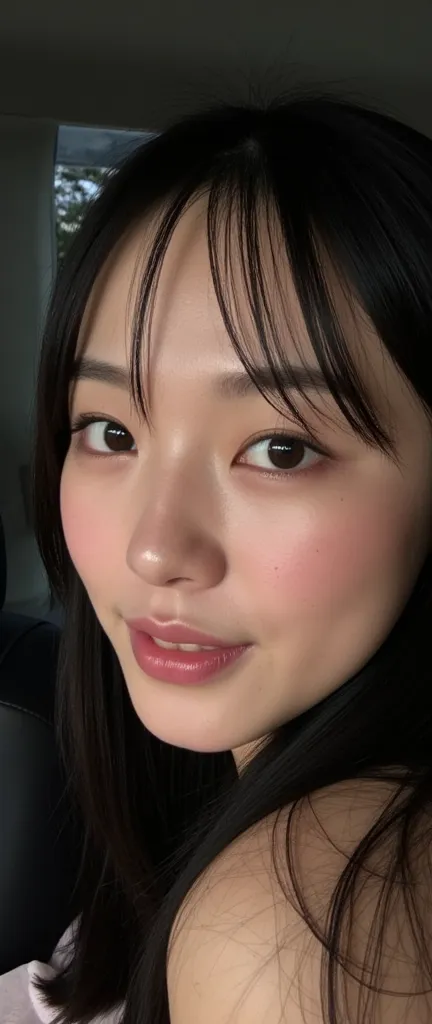 (vivid smile:2.5), (natural lip curvature:2.2), (subtle cheek lift:2.3), (laughing eyes:2.3), (dimpled cheeks:2.0), (realistic shading on lips and cheeks:2.2), (ultra-detailed skin texture:2.3), (soft skin highlights:2.0), (moist lips reflection:2.1), (wri...