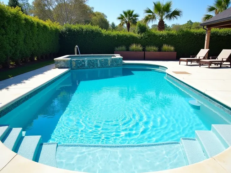 Image for front page of website for builing swimming pools and selling pool equipment and accesories a pool with crystal clear water hidroterm bazeni grejanje in high resolution