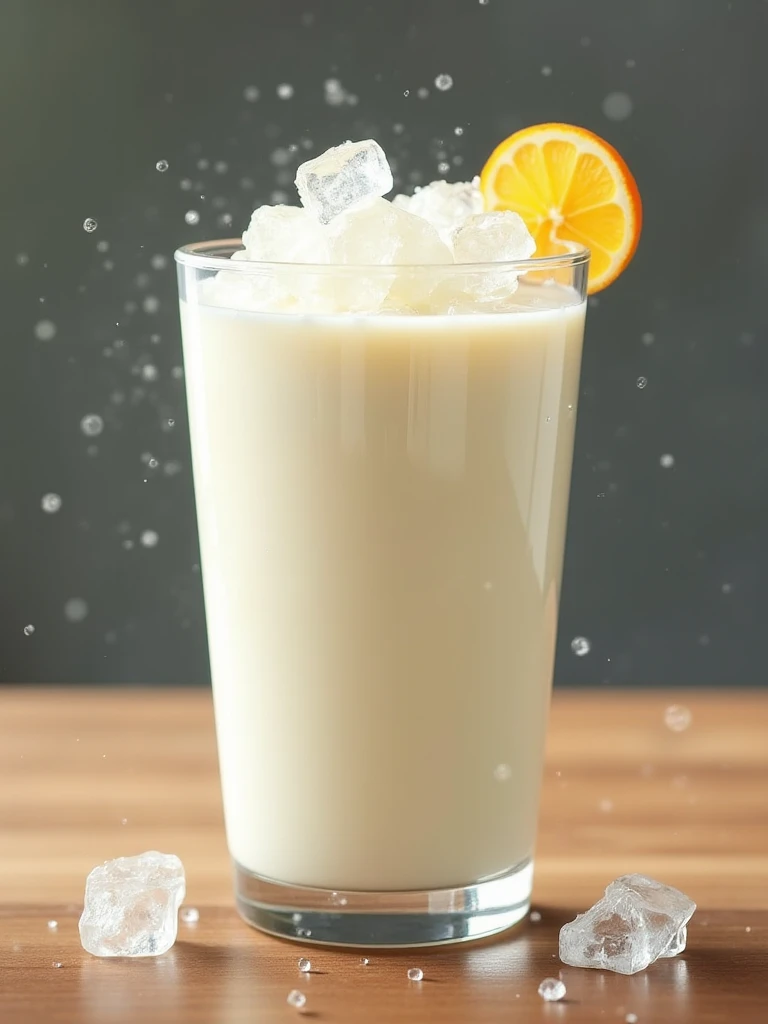 Fresh milk, tofu in a glass with ice, high resolution,  great works, precise,  Anatomically Correct,  praised many times,  quality ที่ดีที่สุด,   Details,   Detailsสูง,  quality ,   Detailsมาก,  high resolution ,  Realistic texture  ,  White Light 