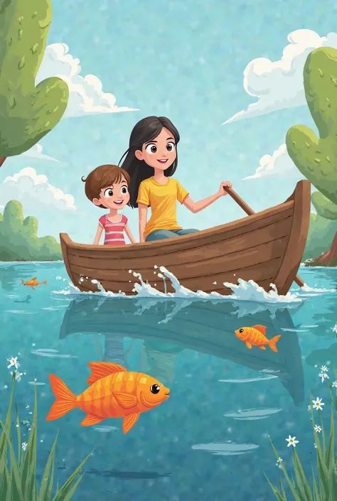 now continue to look like the last one you took and switch to this scenario:  The Boat Ride - History
Text: "Sofia and Max went to the lake to take a boat ride."
("Sofia and Max went to the lake for a boat ride.")

"They climbed into the boat, and the boat...