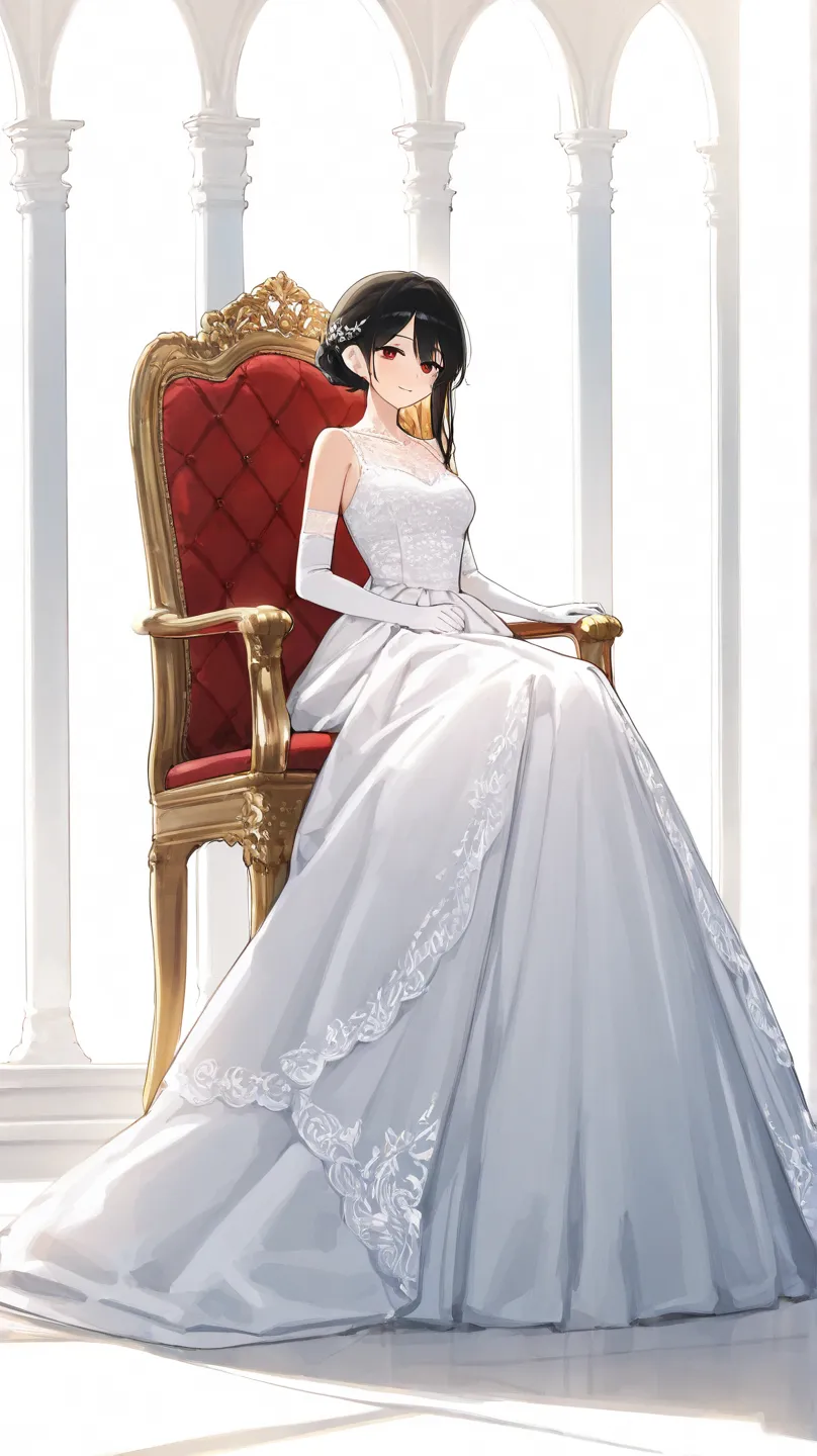   black hair, glass, princess, white gloves,