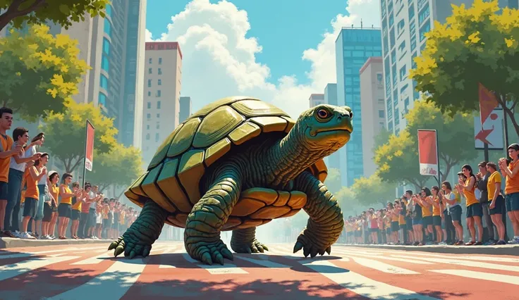 Turtle running a marathon