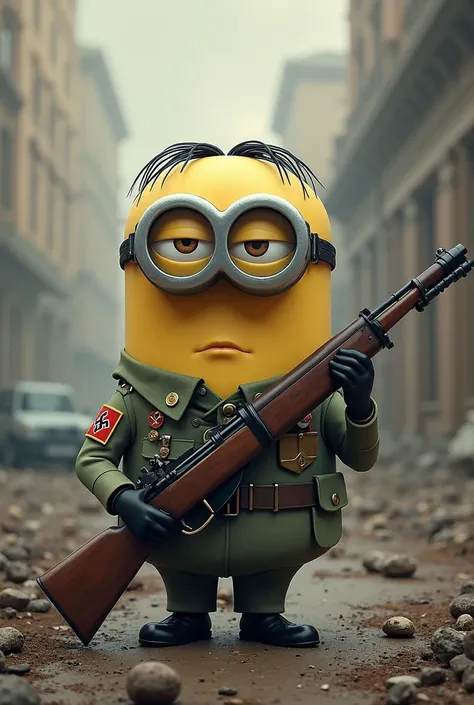 Minion Hitler with a rifle, realism