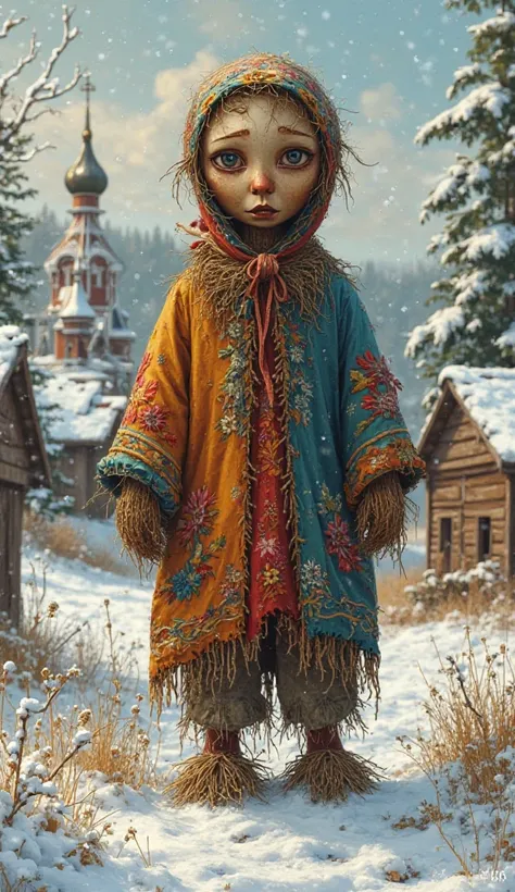 the Russian folk scarecrow. Maslenitsa. Slavic style, ancient Russia