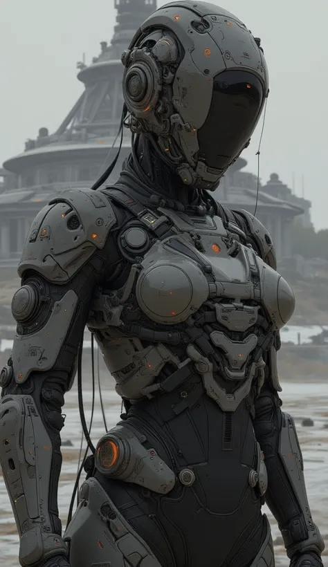  close-up of a person in a bodysuit holding a huge object, epic Sci-Fi Characters art, Grand Sci-Fi Characters art, Pure concept art, Feng Zhu concept art ,  beautiful robot character design , Sci-Fi Characters,  science fiction character concept , epic sc...