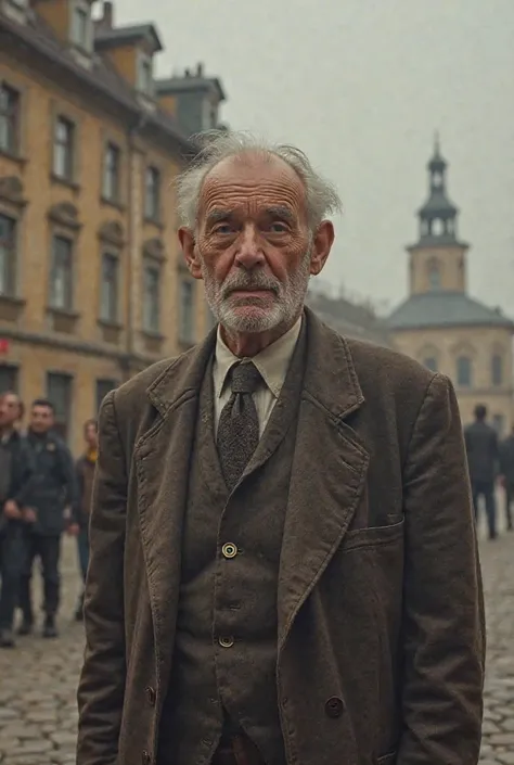 Create an image of a Romanian man who is collecting his pension