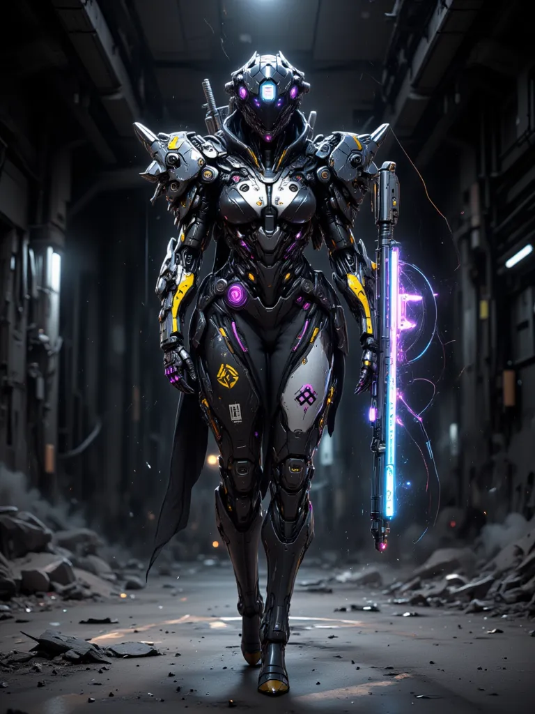 - Main Character, Adult Female "Brunei Darussalam", Beautiful, Tall, Long Legs, Full of Traditional Tattoos that are clearly visible.
Facing the audience.

- Wearing a costume ("Full Sexy Armor").
Chest and Thigh Armor are slightly open.
Futuristic Costume...