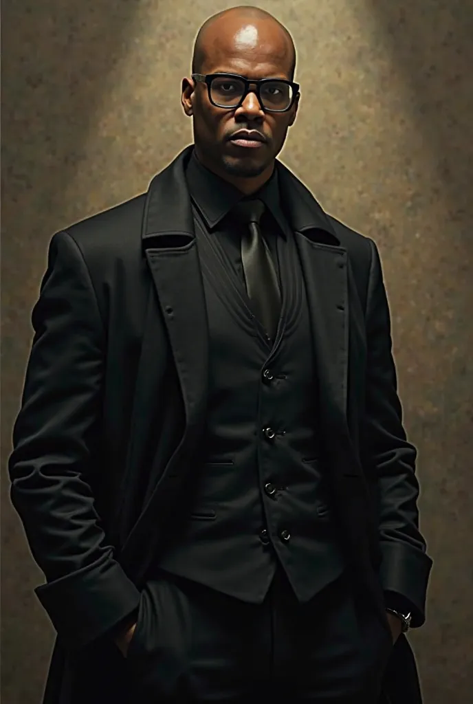 appearance: Morpheus is an African American with a shaved head. He wears his characteristic black rimless glasses, which are his signature. He often wears a long black coat and black suits, that give him a formal and imposing look.