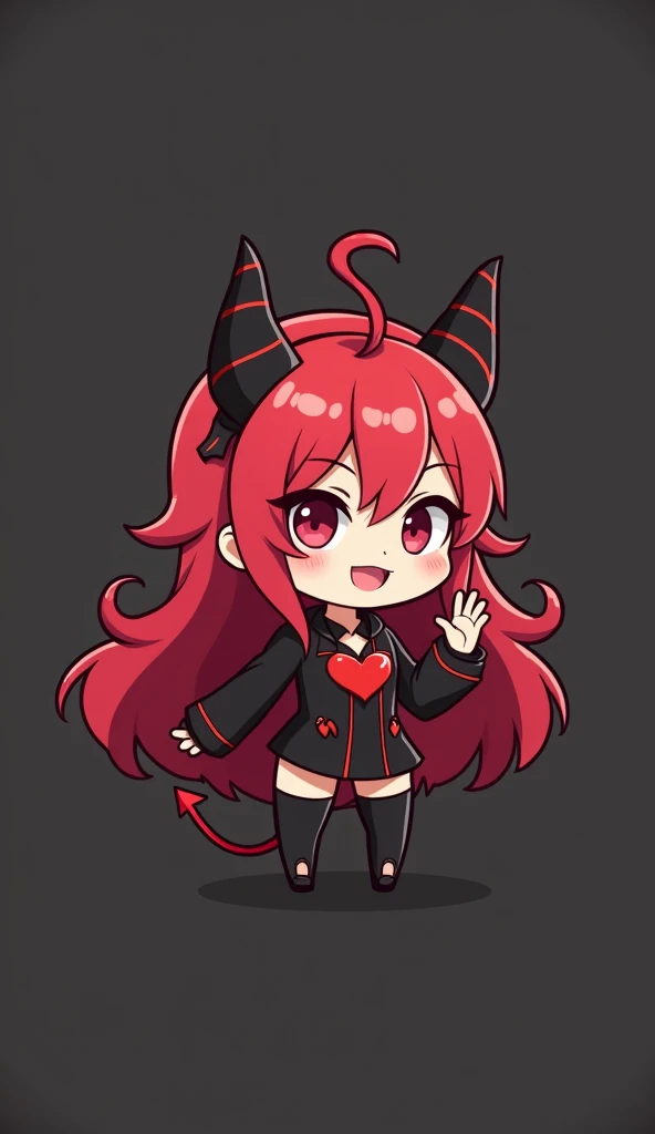 I would like, that you create for me a set of personalized emojis for Twitch with the following features: Character : A Vtuber with an anime Character silent . from: red female Demonangel, long and slightly messy design with soft waves . fuchsohr: red blac...