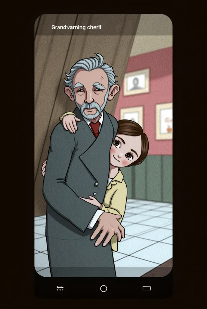 Make a very hugging picture of his granddaughter