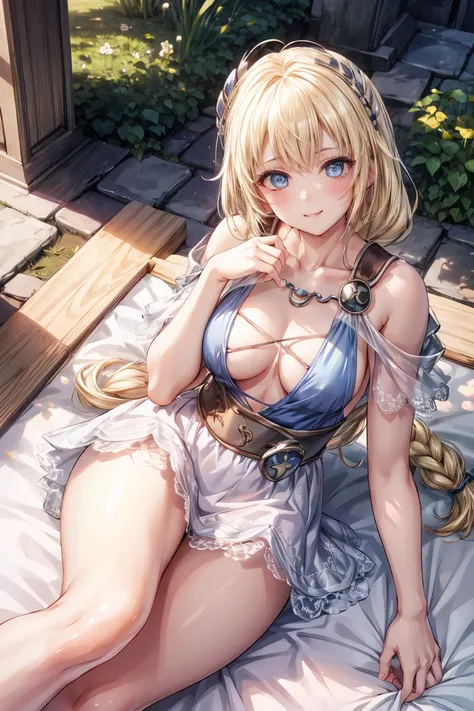 Very detailed、highest quality、Best image quality、masterpiece、8k、Anime Face、A kind smile、Open your mouth、Sparkling blue eyes、(Blonde:1.5)、(kitten:1.5)、Muscles of the whole body、Sophitia Alexandra