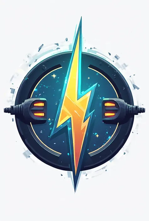 Create circular logo with a lightning bolt in the middle with 2 sockets on the sides 