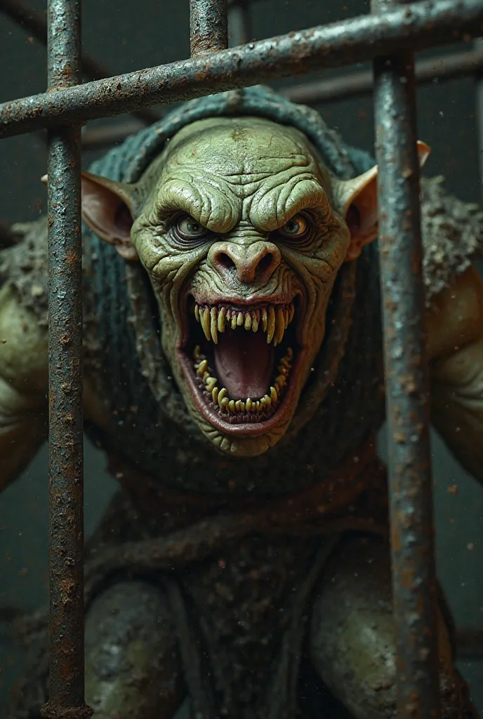 Create a really pissed off goblin inside a cage