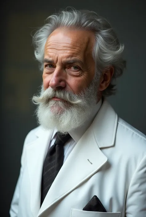 appearance: The architect looks like an old man with gray hair and a beard. He wears a white suit and tie, which gives him an authoritative and domineering look. His appearance is reminiscent of an old professor or scientist.