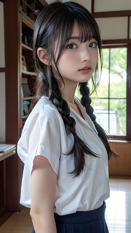  Japanese、 idol、long hair tops、schools、 braids, 