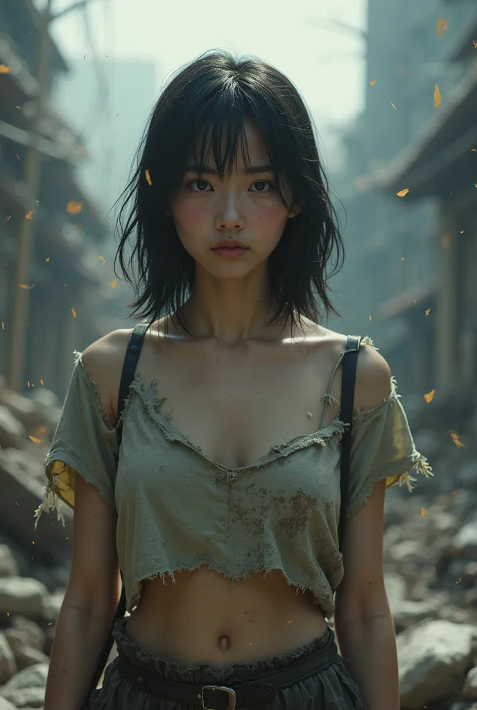 Chinese girl in croptop gets caught up in the apocalypse