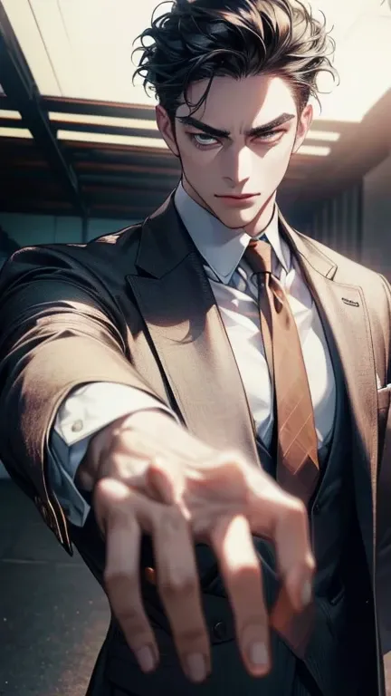 (             CEO      ,4K,8k,         highres,        masterpiece :1.2),         ultra-detailed   ,(Realistic,photoRealistic,photo-Realistic:1.37),36-year-old man,3 day beard,Beautiful anime,Portraits,strong,masculine,          with black hair  ,sharp jaw...