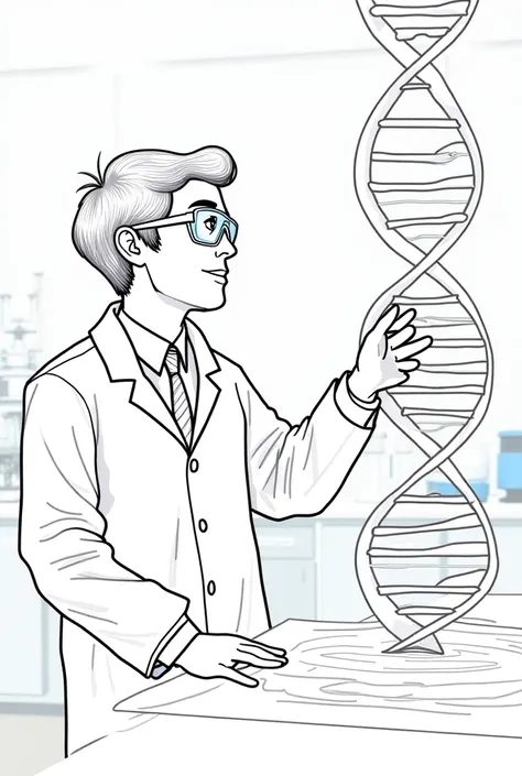 Give me a simple and easy drawing to color about the history of genetics 