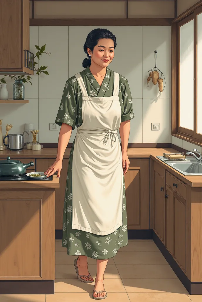 Showa woman like Sazae-san　Doing housework