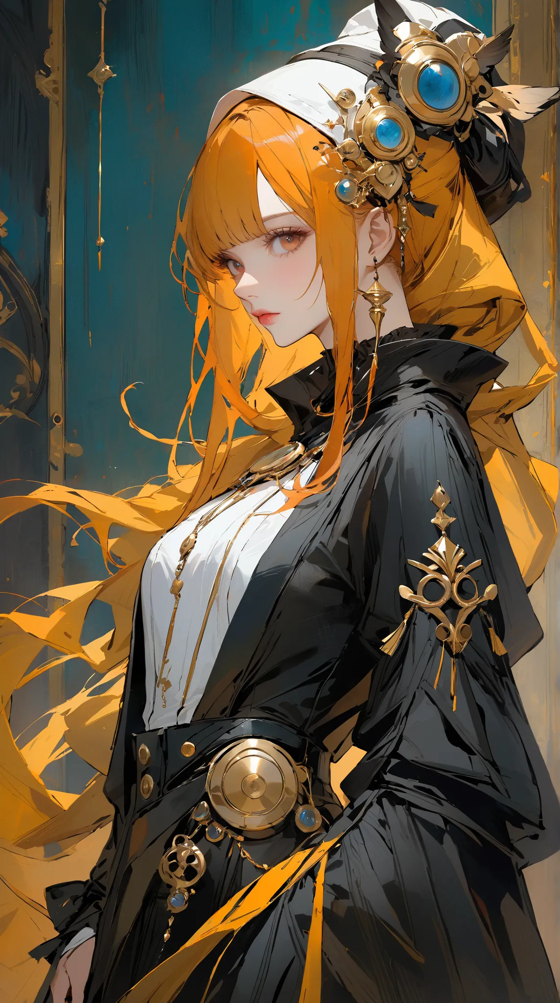 Stunning Young Woman Deep Background Digital Painting Inspired by Ashley Wood Style， Details rich，Amazing deep background digital painting of young woman inspired by Ashley Wood style of fantasy and mystery。