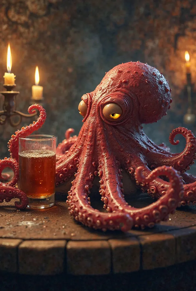 Octopus that drinks a lot of alcohol