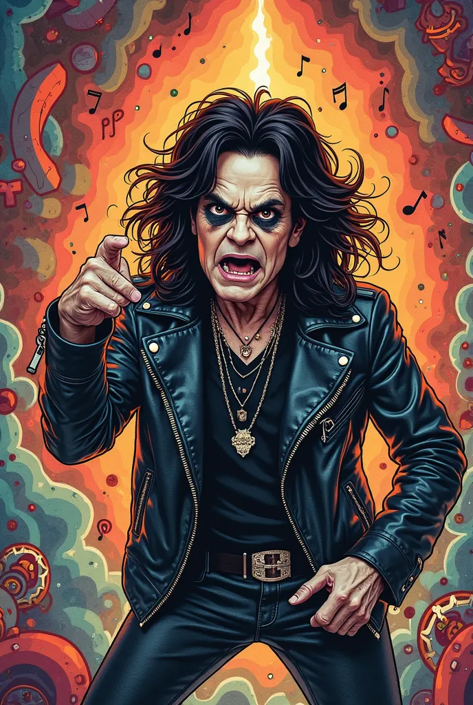 portray Ozzy Osbourne in Cup Head art style
