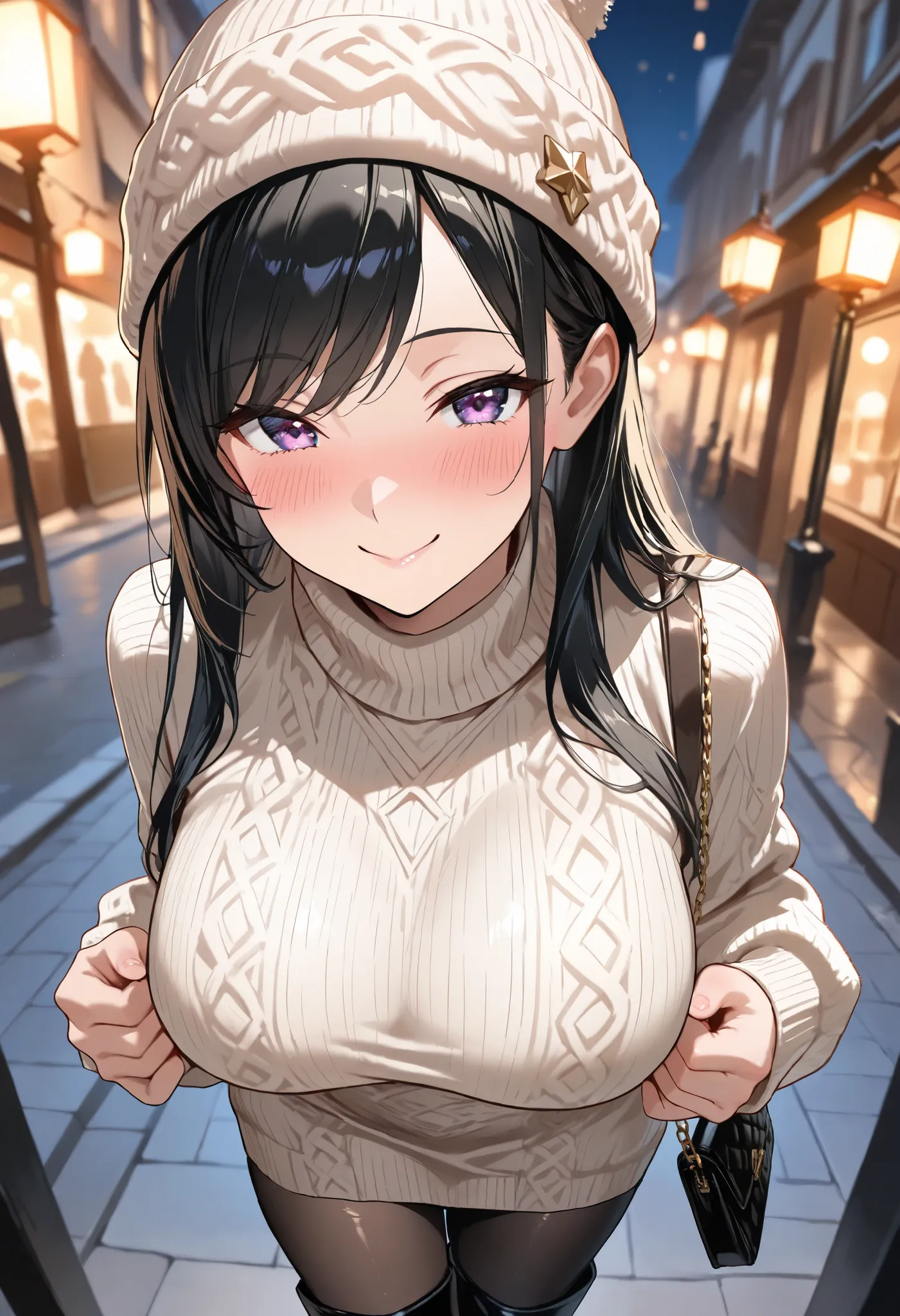 (best quality, masterpiece, ultra detailed, high resolution), Beautiful 8K CG artwork, Enriched photography, anatomically accurate body, depth of field,  1girl, elegant yet sexy girl, (long hair, black straight hair, swept bangs), 
round large breasts, bre...