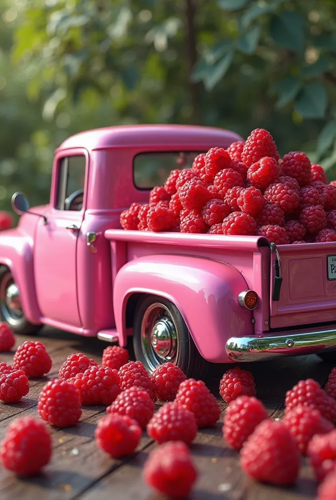 Pink truck with rasberries 