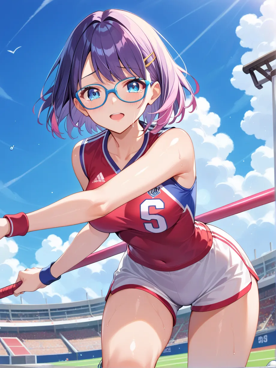  score_9,  score_8_up,  score_7_up, source_anime,  high resolution images,Ultra High Definition,8k, 's illustration ,CG,shiny hair, beautiful skin with glasses,Ultra High Definition,simple background,cute girl,  Athletics Club , medium hair on a bike, 18 y...