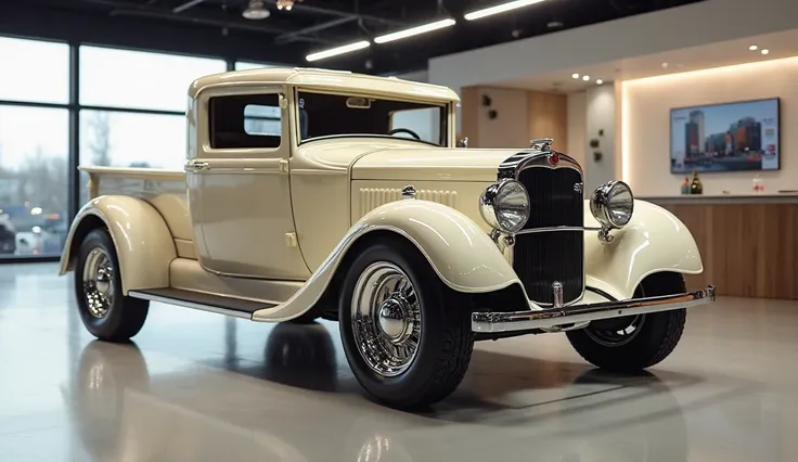 Back view 2025 FORD MODEL T PICKUP CREAM COLOUR IN SHOWROOM