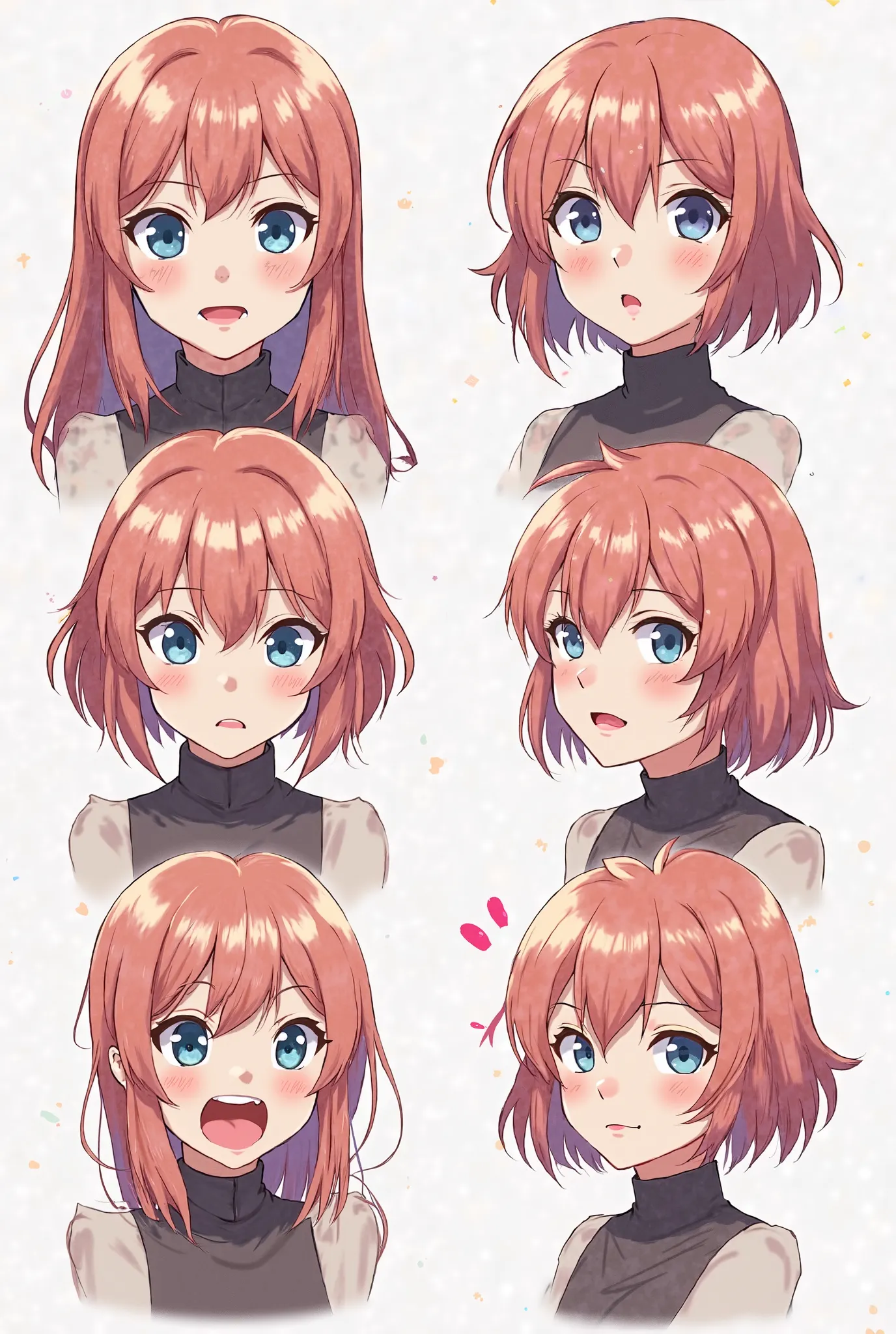 Create an anime girl for my game every single emotion frame 