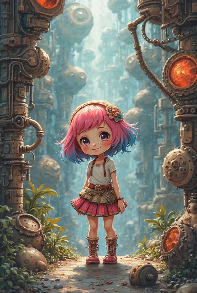 Painted short-haired iron scene girl wearing chibi skirt