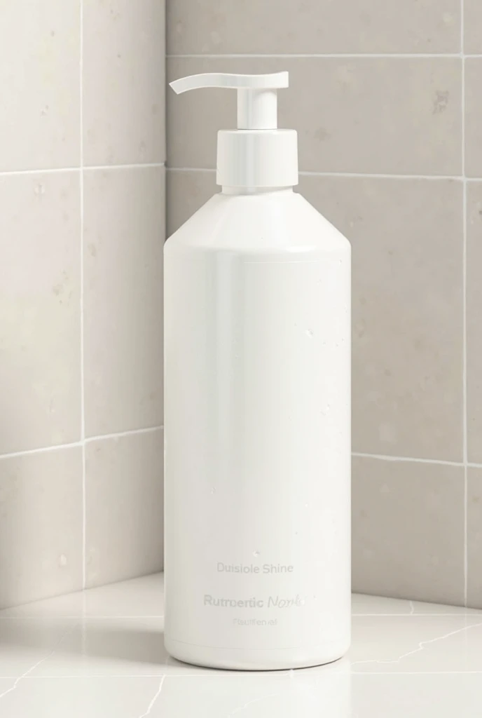 a white shampoo bottle model with tile "Herble shine". Please create 3d image for advdertising