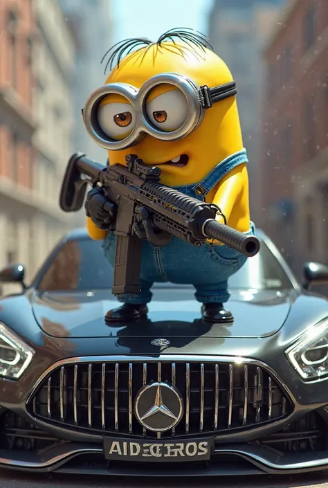 A minion on Maybach with a G36 gun shoots 