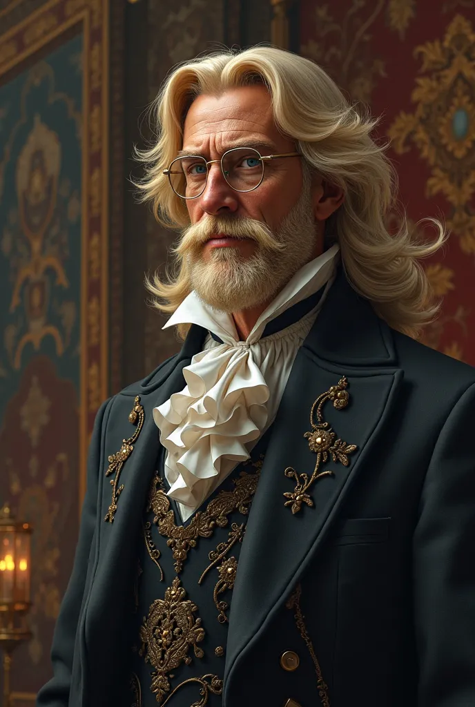 Lord Fawar with blond hair and glasses