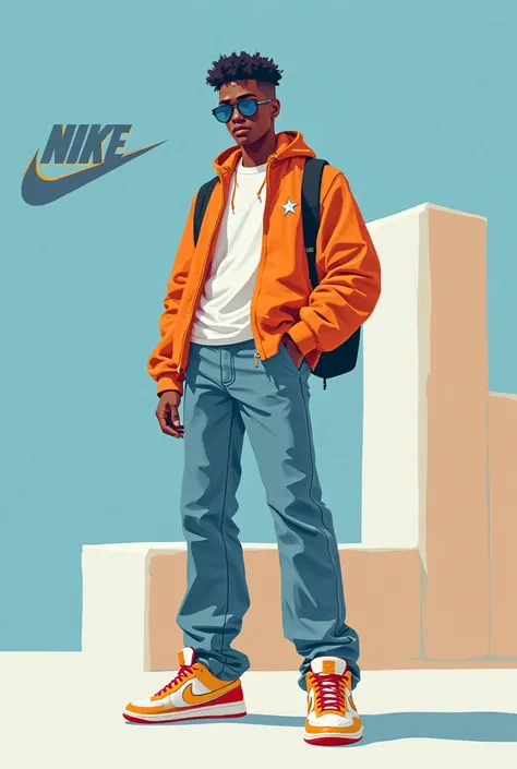 A recruitment poster for a sneaker designer for Nike. Make it have the colour scheme of light blue, white, and beige.