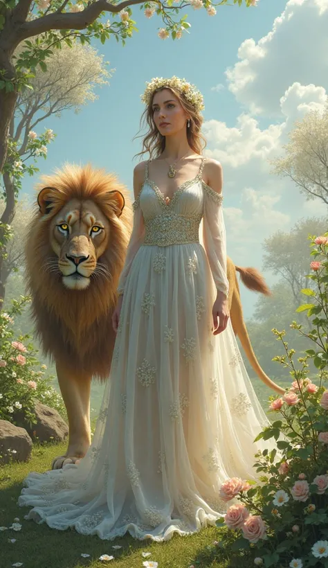 queen of spring with a majestic lion