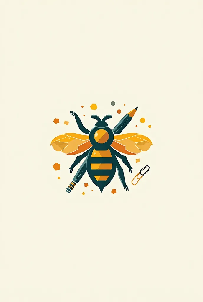 Create a logo with stationery and bee elements