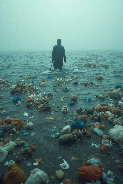 Ocean polluted by plastics 