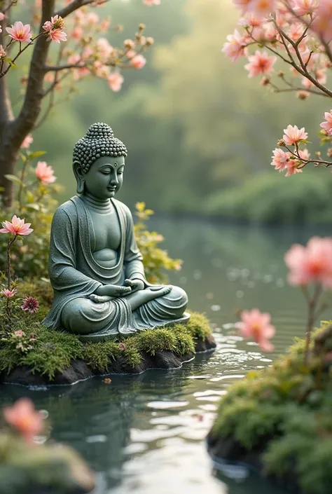 Beautiful miniature picture with Buddha statue