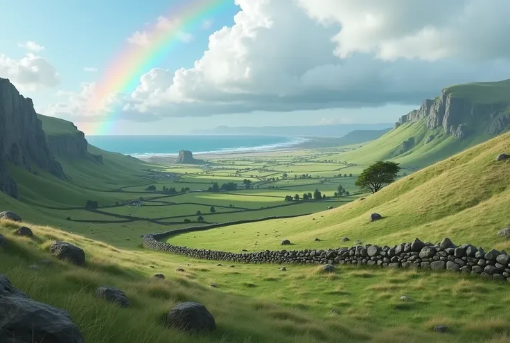 Northern Ireland landscape　Dye the sky with sunsets and rainbows